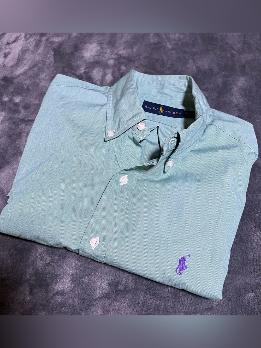 POLO RALPH LAUREN Mens Custom Fit Button Up Long Sleeve Green Oxford 15.5/39